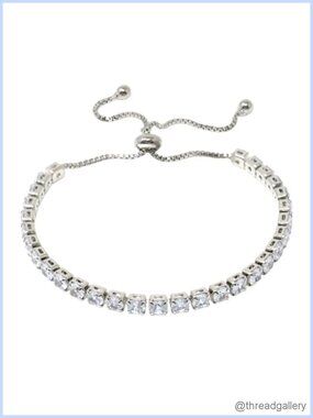 Adjustable Slider Tennis Bracelet with Rhinestones and Imitation Diamonds